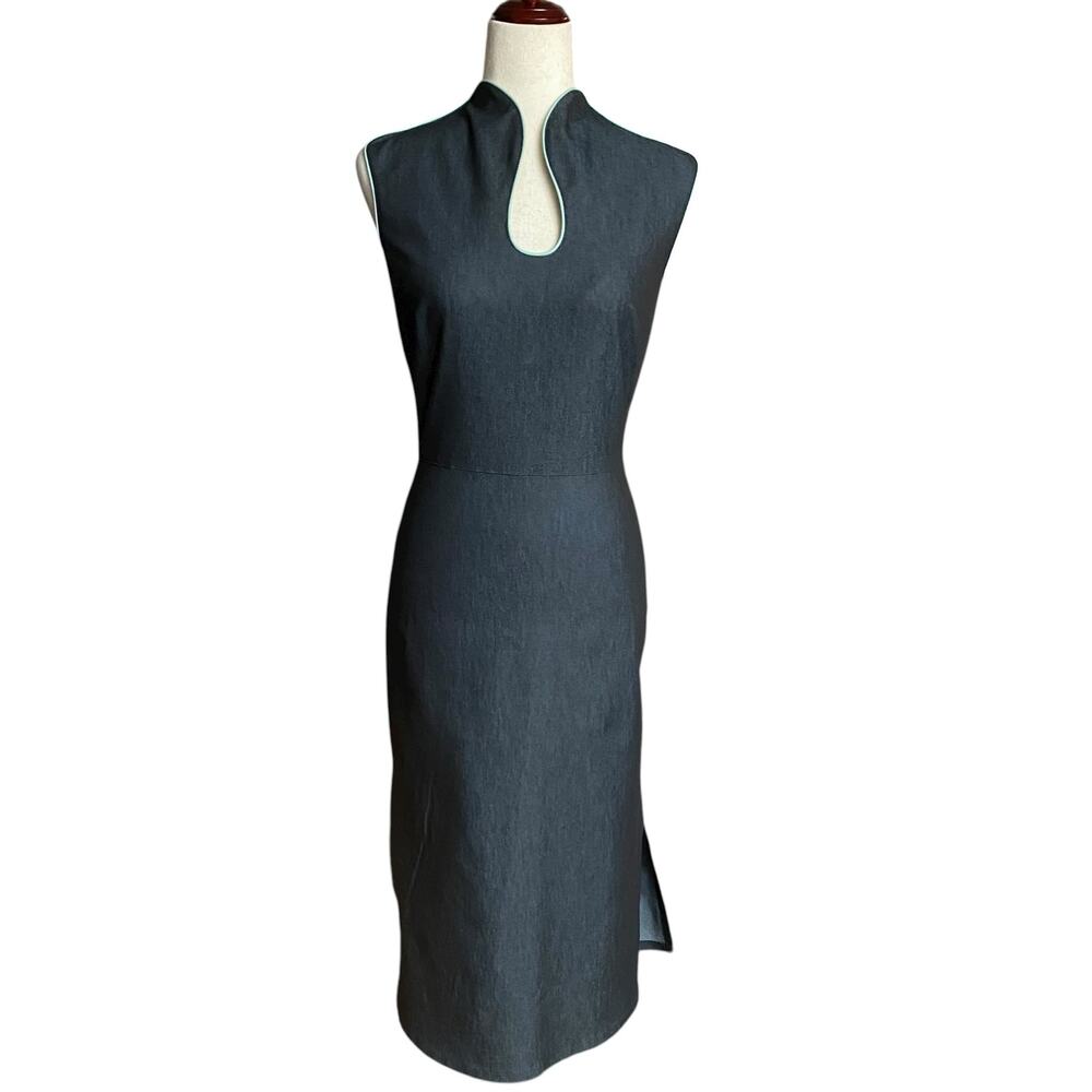 Geek Boutique Y2K Twee Artsy Sleeveless Retro Denim Stretch Dress Womens S Blue
